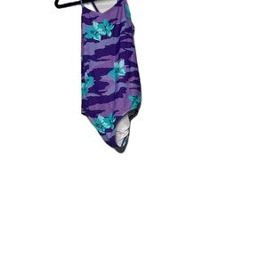 Kami Girls Purple and Teal Floral Swimsuit sz 14
